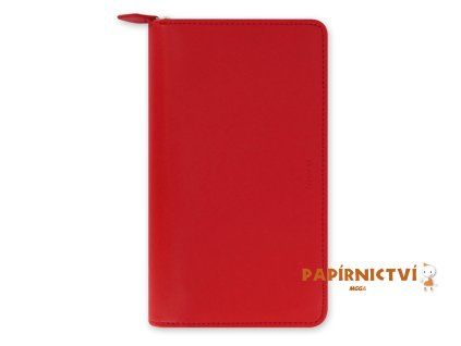 Filofax diář Saffiano, zip osobní compact, červená