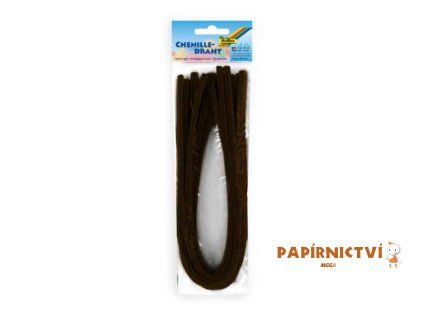 Plyšový drát 50cm, 10ks, 8mm, tmavě hnědý