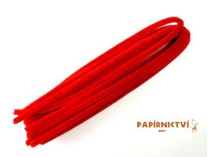Plyšový drát 50cm, 10ks, 8mm, červený