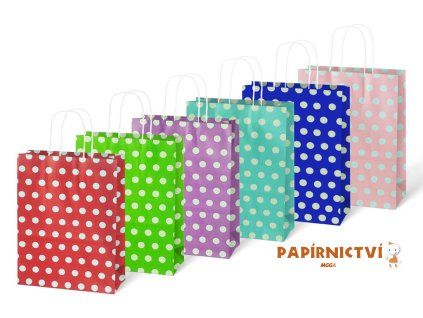 Taška MFP dárková  L kraft 245x310x105 puntík mix