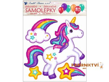 Samolepka na zeď 3D balónková jednorožec 30 x 30 cm 10269