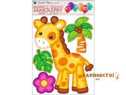 Samolepka na zeď 3D balónková žirafa 35 x 27 cm 10271