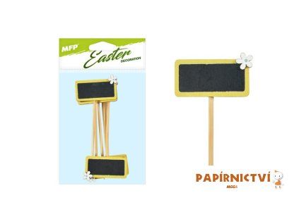 Zápich popiska 6ks/14cm žlutý dřevo 2221605