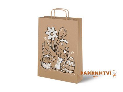 Taška MFP velikonoční papír hnědý s uchem 22x28x10cm 5252767