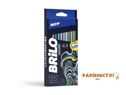 Pastelky MFP BRILO 12 ks Metalické triangular s ořezávátkem 6300625