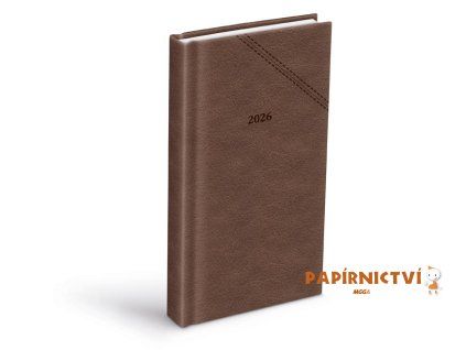 Diář 2026 D802 PU dark brown 90x170mm 7781498