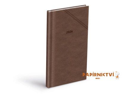Diář 2026 T806 PU dark brown 90x170mm 7781514
