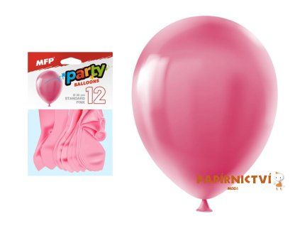 Balónek nafukovací 12ks sáček standard 30cm růžový 8000123