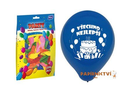 Balónek nafukovací standard 23cm Všechno nejlepší mix 8000129