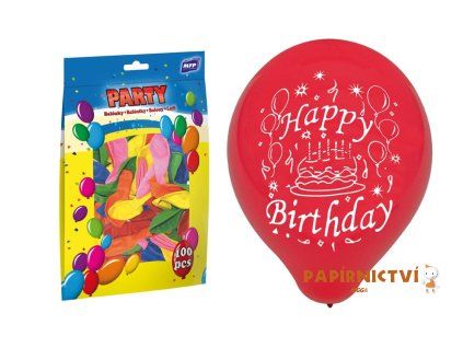 Balónek nafukovací standard 23cm Happy Birthday mix 8000131