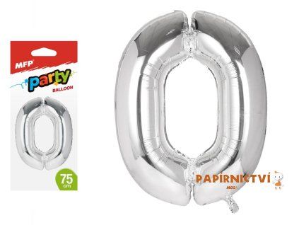 Balónek č. 0 nafukovací fóliový 75 cm - stříbrný 8000161