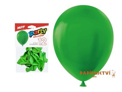 Balónek nafukovací 12ks sáček standard 26cm zelený 8000189