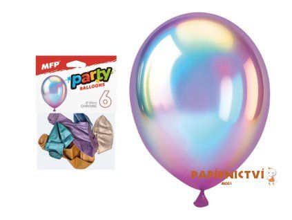 Balónek nafukovací 6ks sáček chrom 30cm mix 8000192