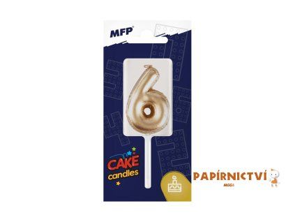 Dortová svíčka MFP balonek č. 6 zlatá 8800120