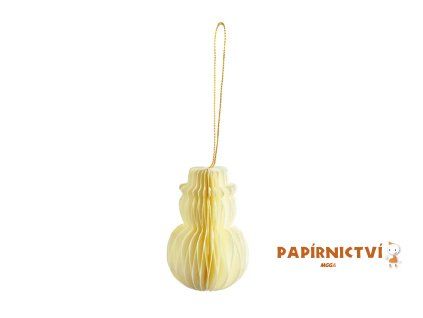 Dekorace skládací sněhulák 8cm krémová pap 8886241