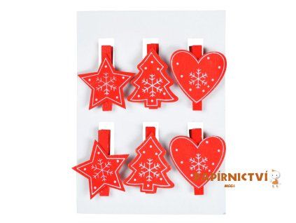 Kolíček dřevěný červený 6ks/4,8cm XC-201702A 8886252