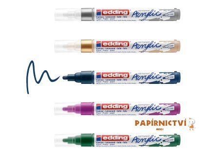Akrylový popisovač e-5100/5 M, sada Metallic