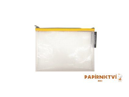 Obálka se zipem síťovaná A5 transparent-žlutý lem 2-3196