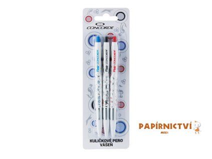 Kuličkové pero CONCORDE Vášeň 3ks, 0,6mm, blistr A59939