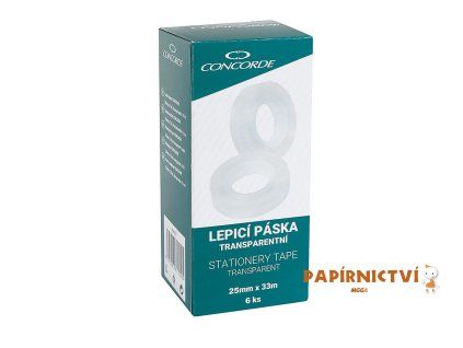 Lepicí páska CONCORDE 25mm x 33m, závěs, transparentní A64207