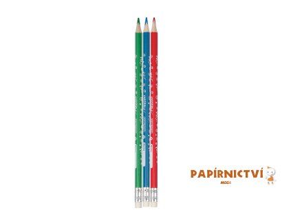Pastelky KEYROAD trojhranné gumovatelné 12ks A706