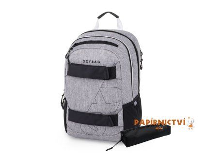 Studentský batoh + etue OXY SPORT Grey Melange 9-23226E