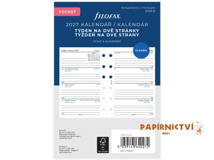 Kalendář 2027 kapesní, týden/2 str, linky, ČJ+SJ