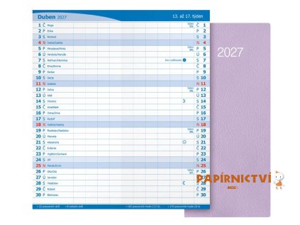 Diář 2027 M101/PVC měsíční pastelový fialový 7781651
