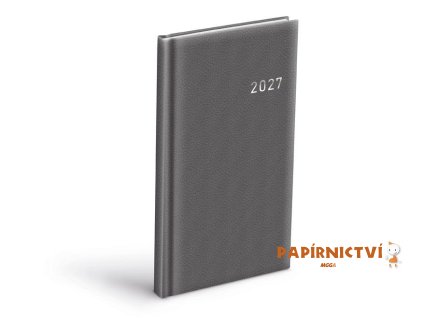 Diář 2027 T806 PVC tmavě šedý 90x170mm 7781616