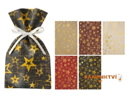 Sáček vánoční 16x25cm FABRIC STAR 5800813