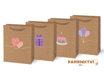 Taška MFP dárková M KRAFT mix č. 8 190x250x90 5253023