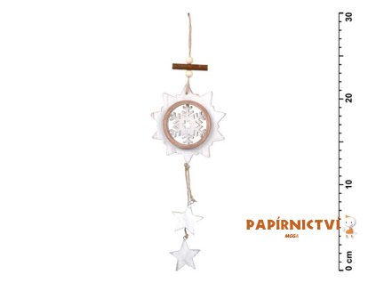 Závěs Vločka dřevěná 30cm HW-52887E 8885507