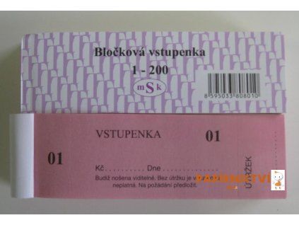 Vstupenka - blok 200 lístků - číslované/801