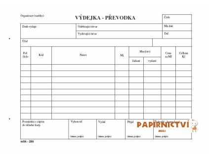 Výdejka - převodka A5 NCR/285
