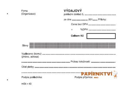 Výdajový pokladní doklad - jednoduchý A6 NCR/43
