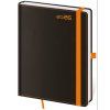 Diář denní A5 Black Orange s poutkem na propisku 2026 145x205mm DB422-5-26